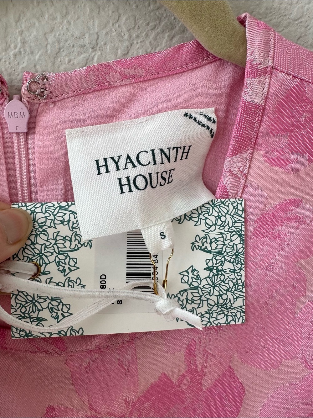 HYACINTH HOUSE Pale Pink Jacquard Janie Mini Dress SZ S NWT - Picture 4 of 7